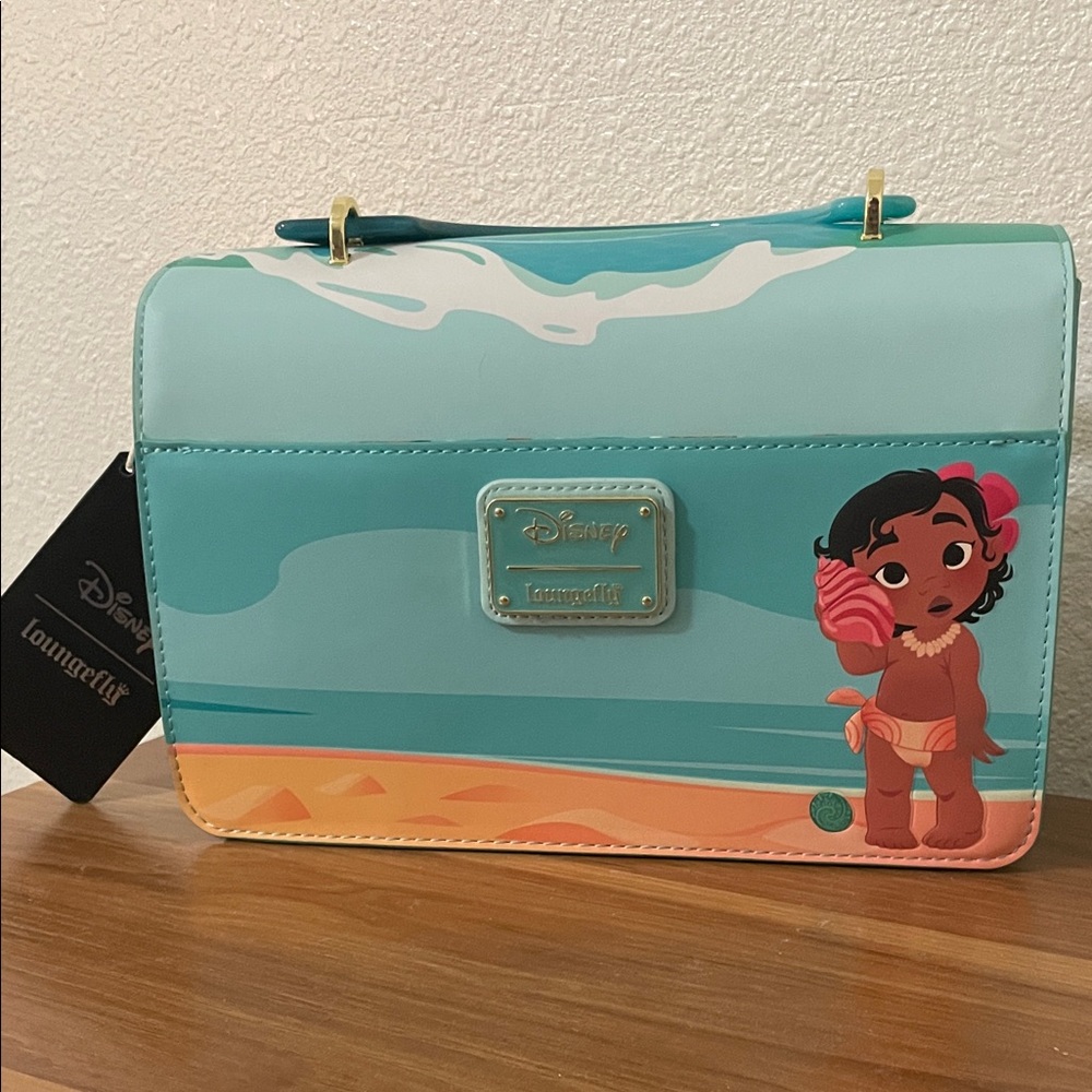 Loungefly Moana Beach Scene Bag in Teal and Coral - Hard tag & Glow in the Dark
